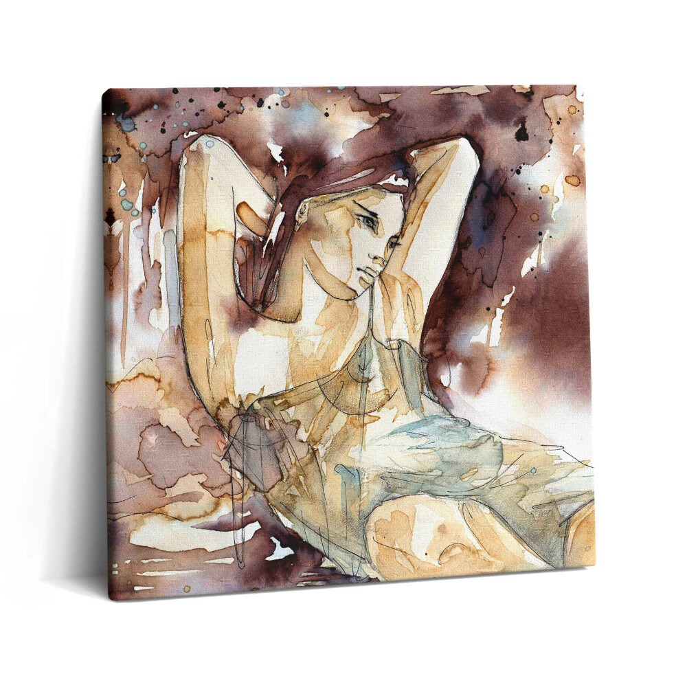 Tablou pe pânză canvas 60x60 Portret în acuarelă al unei femei