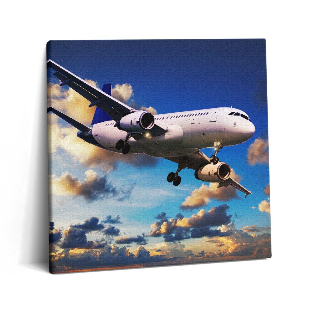 Tablou pe pânză canvas 60x60 Avion în nori