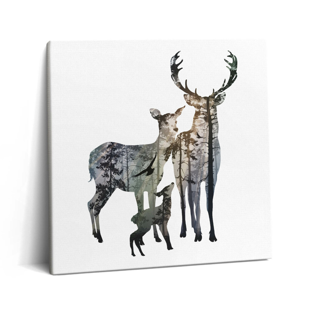 Tablou pe pânză canvas 60x60 Familia de cerbi