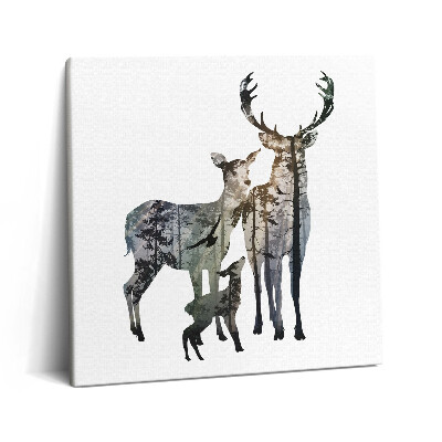 Tablou pe pânză canvas 60x60 Familia de cerbi