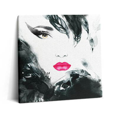 Tablou pe pânză canvas 60x60 Portretul unei femei cu buze roșii