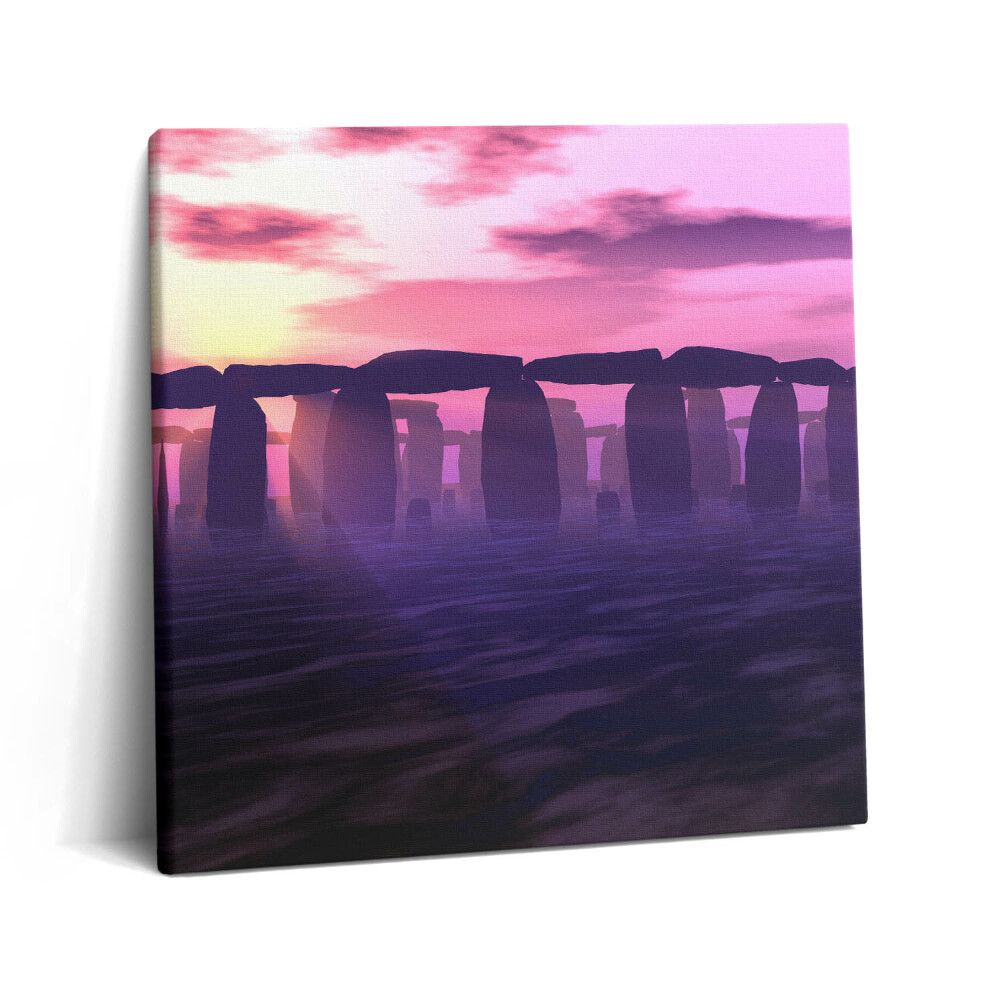 Tablou pe pânză canvas 60x60 Apus de soare la Stonehenge