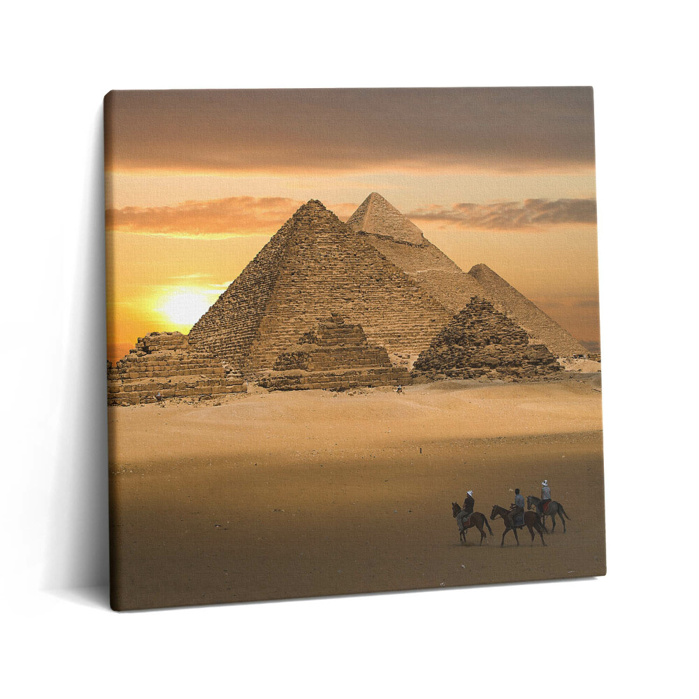 Tablou pe pânză canvas 60x60 Piramide și apus de soare