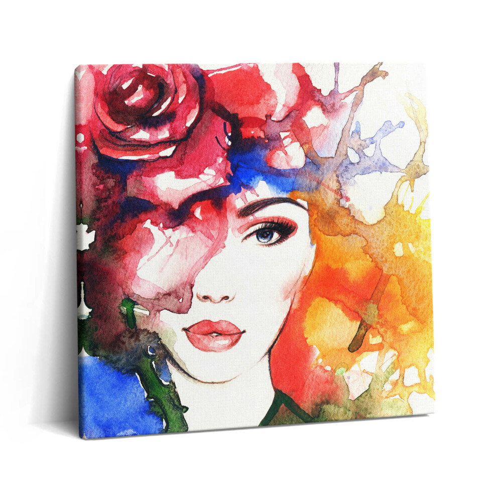 Tablou pe pânză canvas 60x60 Portret colorat al unei femei