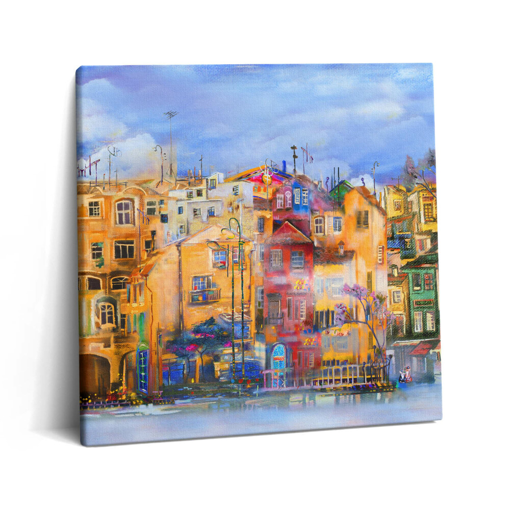 Tablou pe pânză canvas 60x60 Pictură în ulei care înfățișează arhitectura orașului