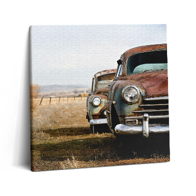 Tablou pe pânză canvas 60x60 Mașini vechi abandonate