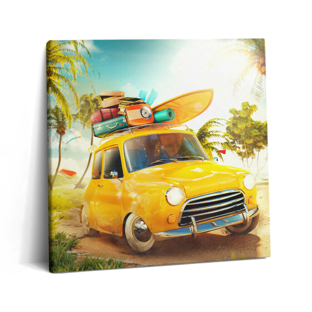 Tablou pe pânză canvas 60x60 Mașină cu placă de surf