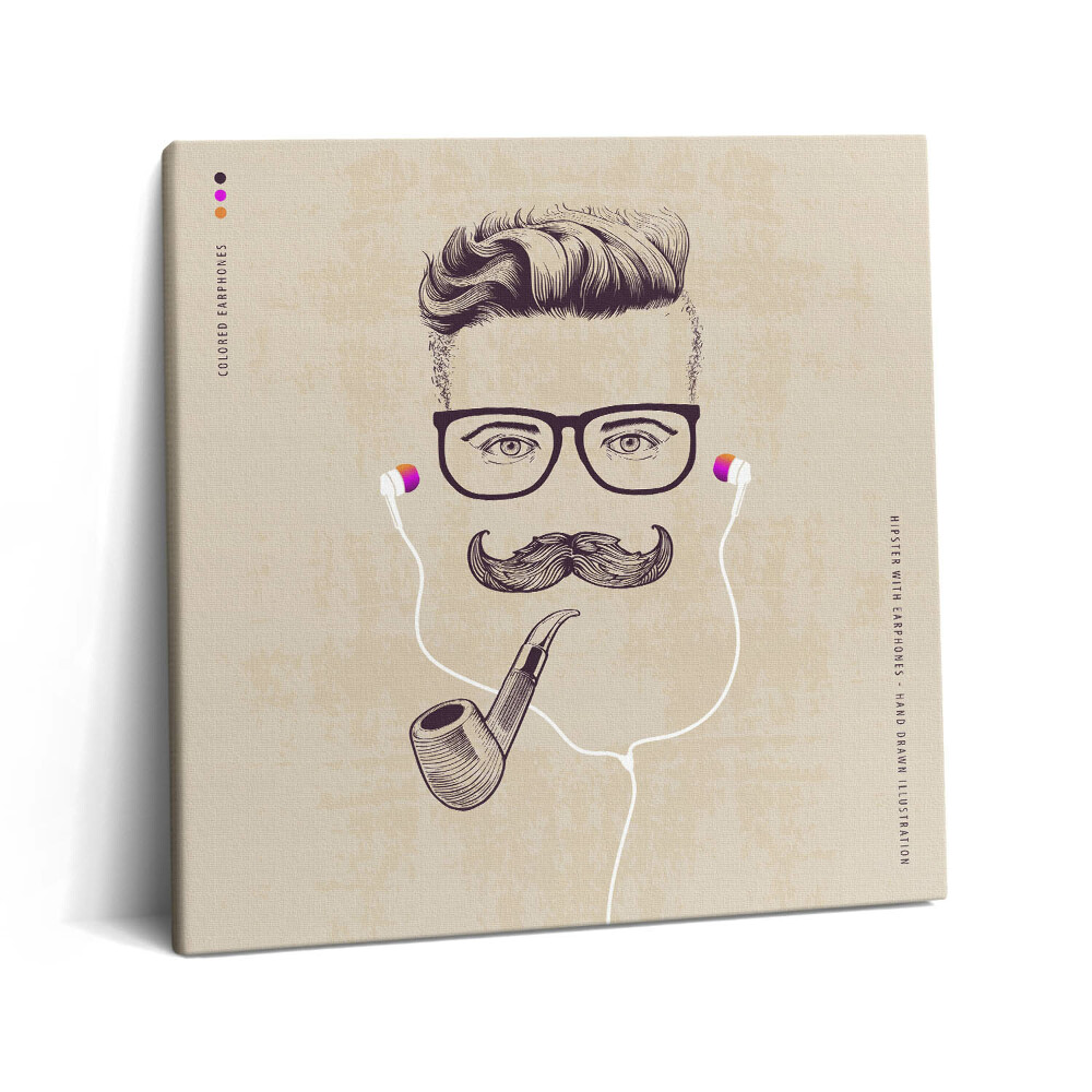 Tablou pe pânză canvas 60x60 Bărbat cu pipă și căști