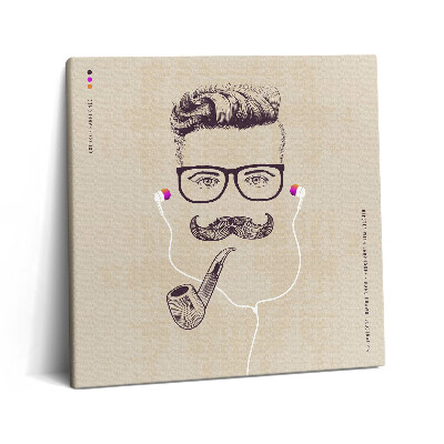 Tablou pe pânză canvas 60x60 Bărbat cu pipă și căști