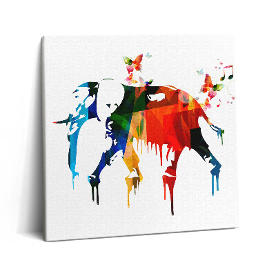 Tablou pe pânză canvas 60x60 Elefant pictat colorat
