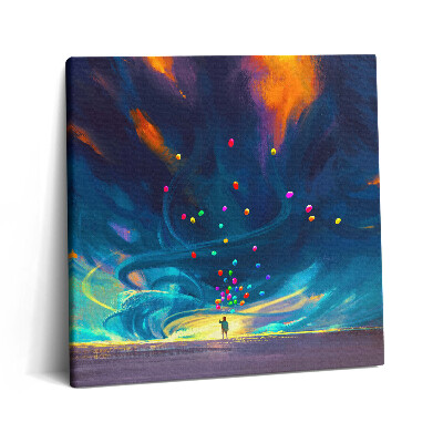 Tablou pe pânză canvas 60x60 Bebeluș și baloane