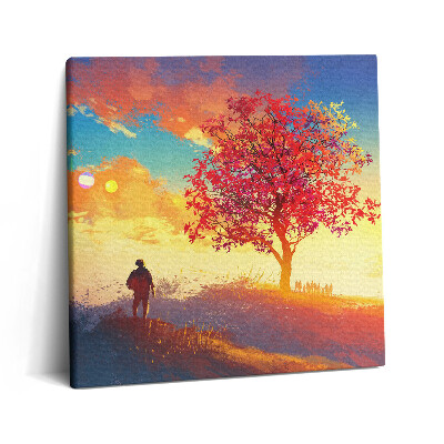 Tablou pe pânză canvas 60x60 Peisaj romantic al omului