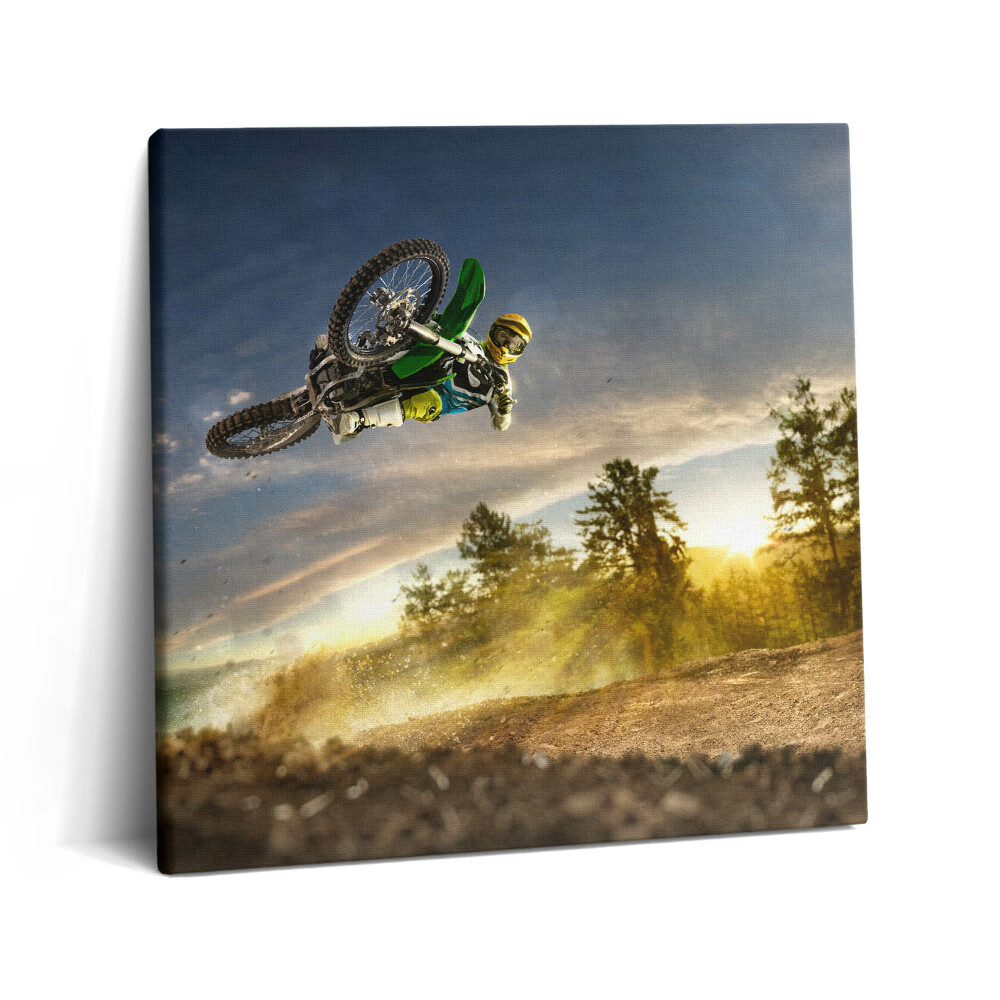 Tablou pe pânză canvas 60x60 Motocross și pădure