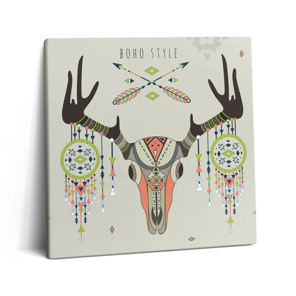 Tablou pe pânză canvas 60x60 Craniu de cerb și prinzător de vise