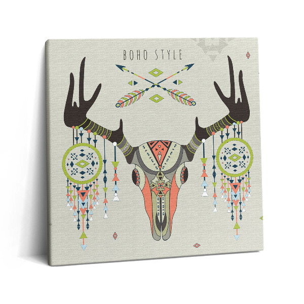 Tablou pe pânză canvas 60x60 Craniu de cerb și prinzător de vise
