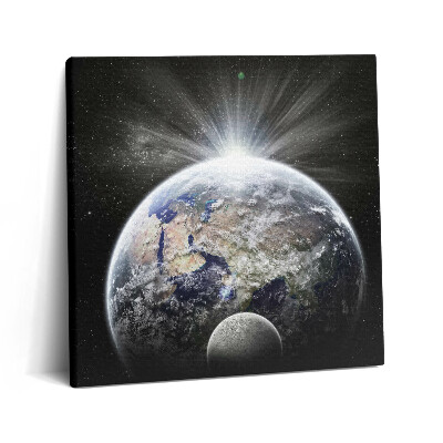 Tablou pe pânză canvas 60x60 Vedere a Pământului și a Lunii