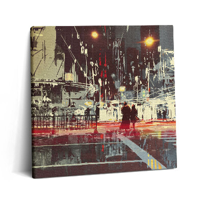Tablou pe pânză canvas 60x60 Scenă de oraș nocturnă
