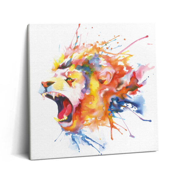 Tablou pe pânză canvas 60x60 Leu în acuarelă