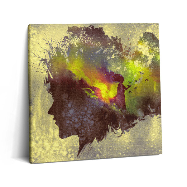 Tablou pe pânză canvas 60x60 Femeie în pădure