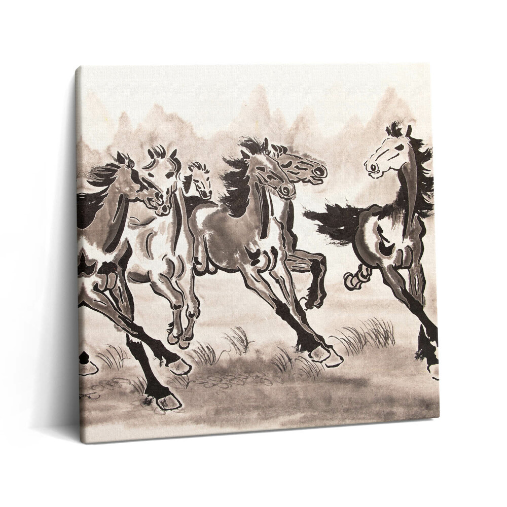 Tablou pe pânză canvas 60x60 Cai galopând