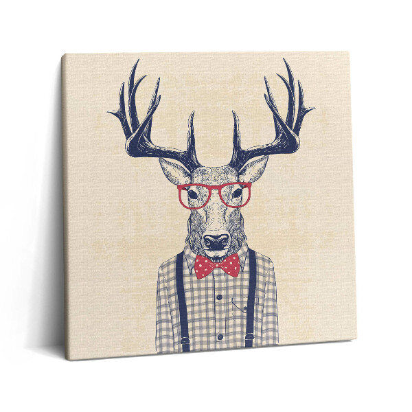 Tablou pe pânză canvas 60x60 Cerb într-o cămașă și o fundă de jazz
