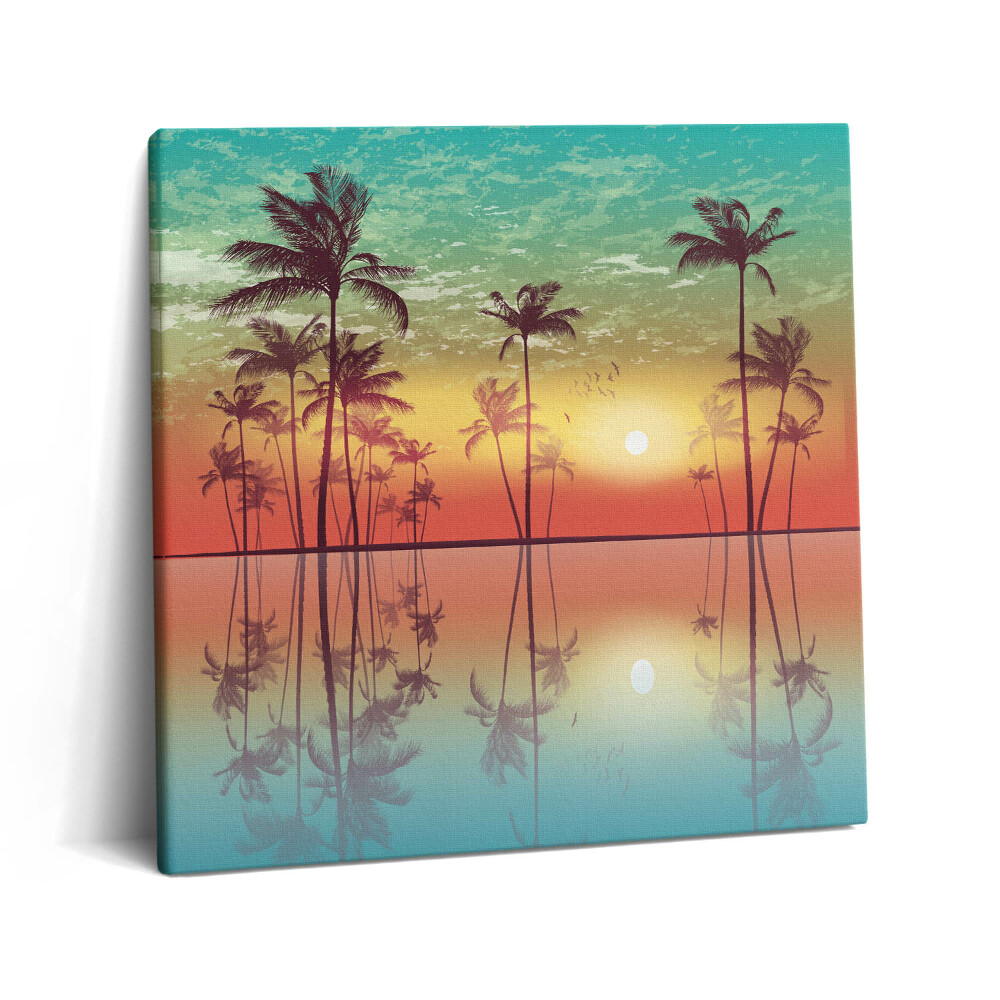 Tablou pe pânză canvas 60x60 Palmieri tropicali la apus
