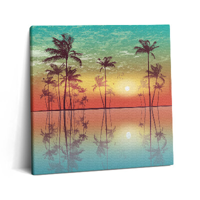 Tablou pe pânză canvas 60x60 Palmieri tropicali la apus