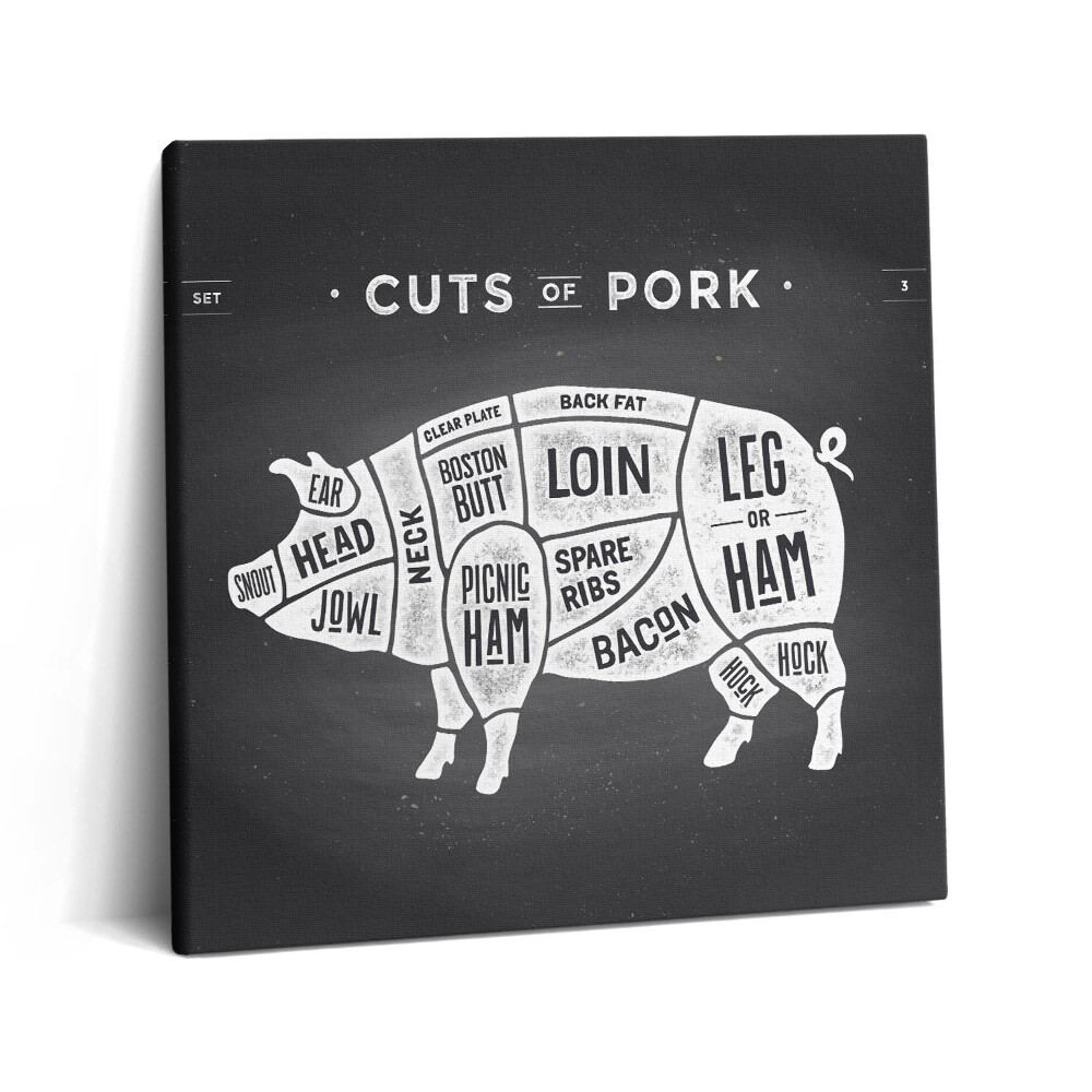 Tablou pe pânză canvas 60x60 Poster cu porc - măcelar de porci