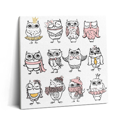 Tablou pe pânză canvas 60x60 Poster bufniță vintage