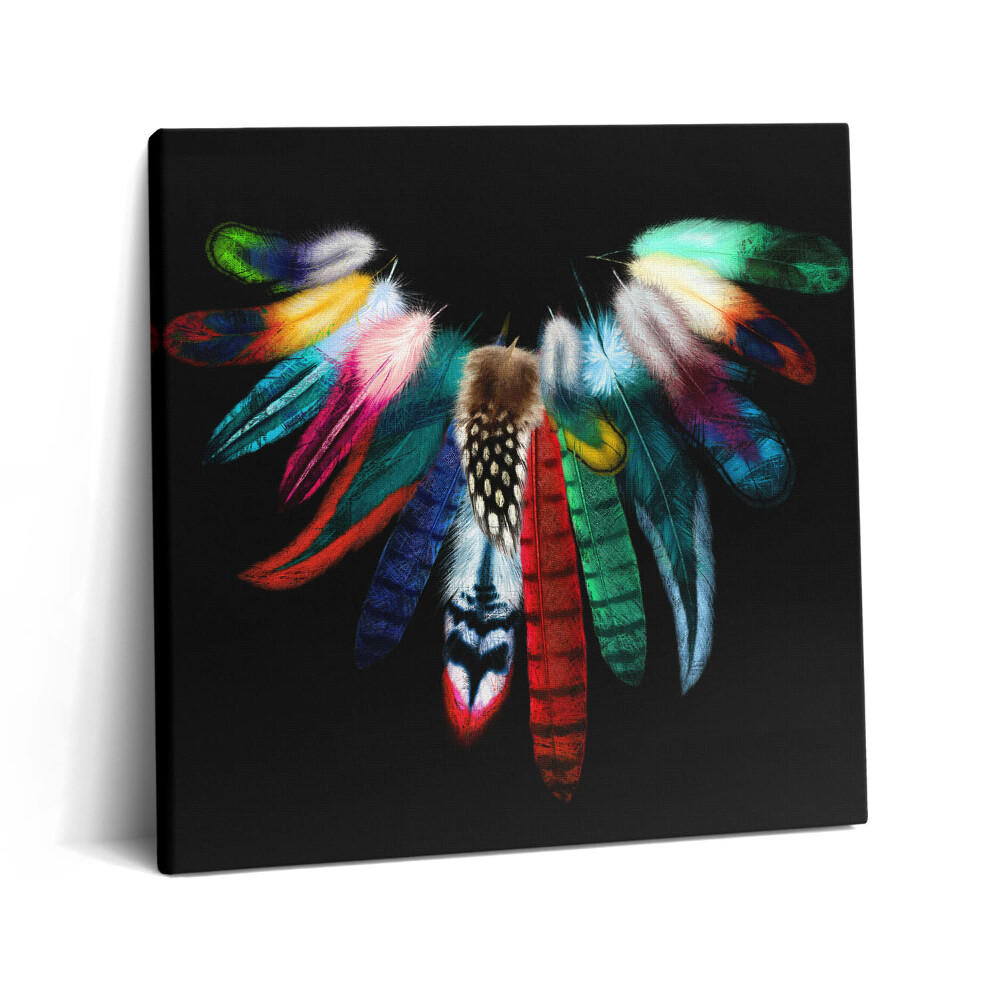 Tablou pe pânză canvas 60x60 Pene de pasăre colorate