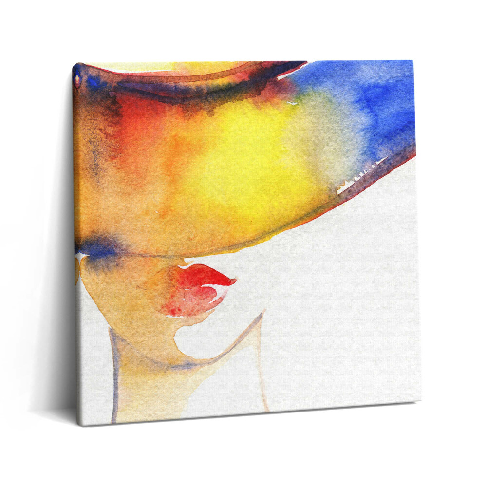 Tablou pe pânză canvas 60x60 Femeie cu pălărie