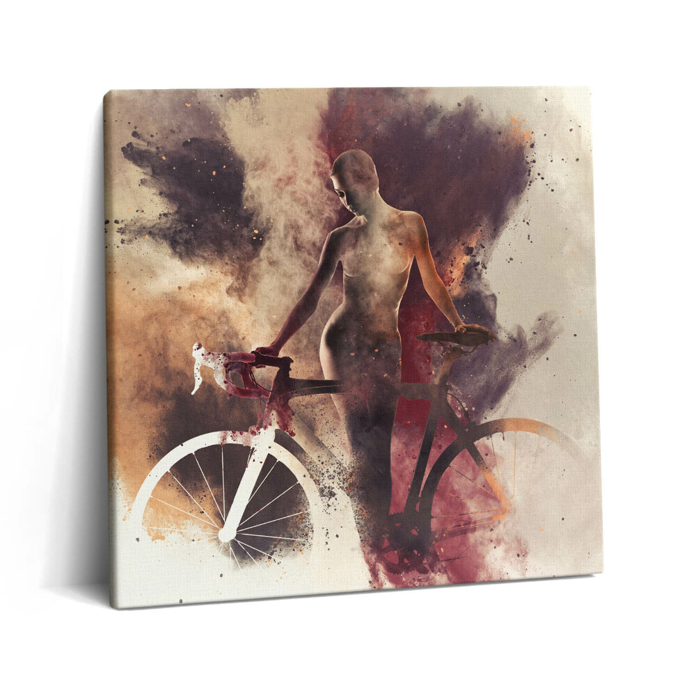 Tablou pe pânză canvas 60x60 Femeie și bicicletă