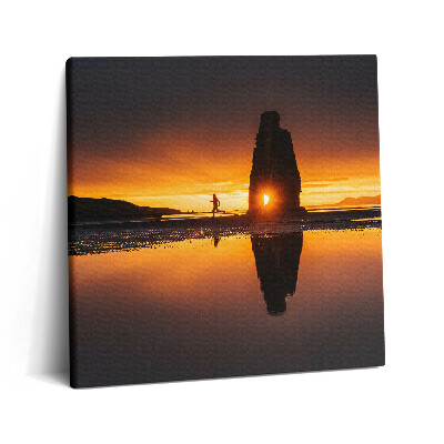 Tablou pe pânză canvas 60x60 Alergătorii și apusul soarelui