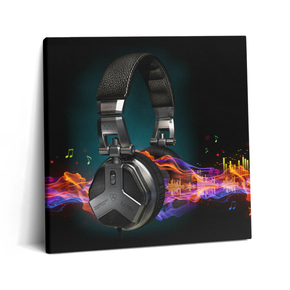 Tablou pe pânză canvas 60x60 Căști și unde sonore