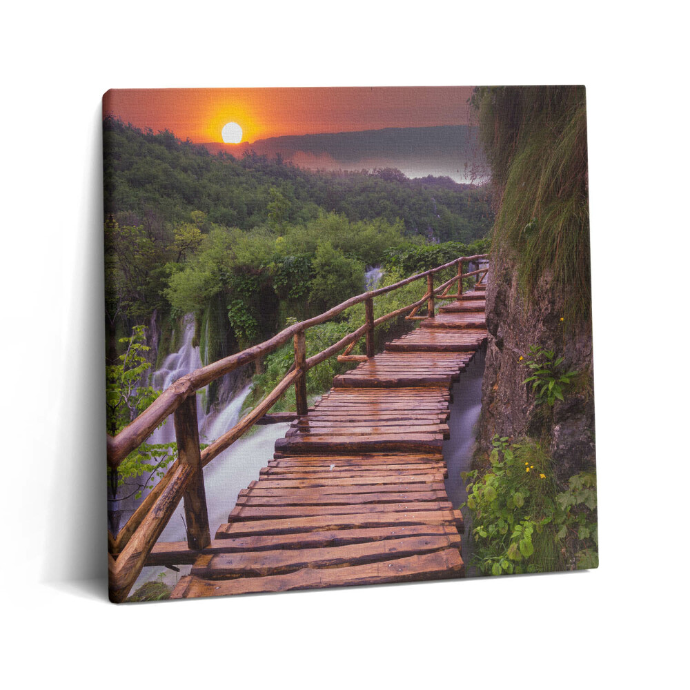 Tablou pe pânză canvas 60x60 Drumul deasupra copacilor și munților