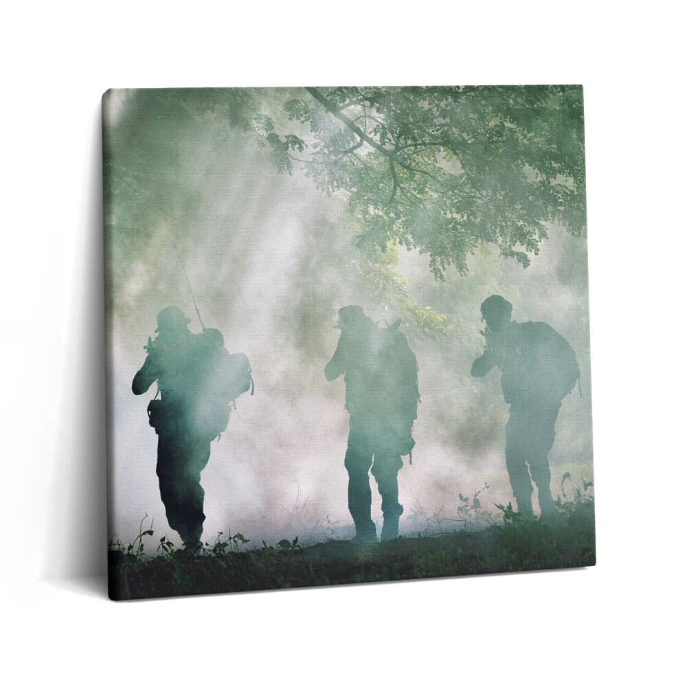 Tablou pe pânză canvas 60x60 Armată în pădure - soldați