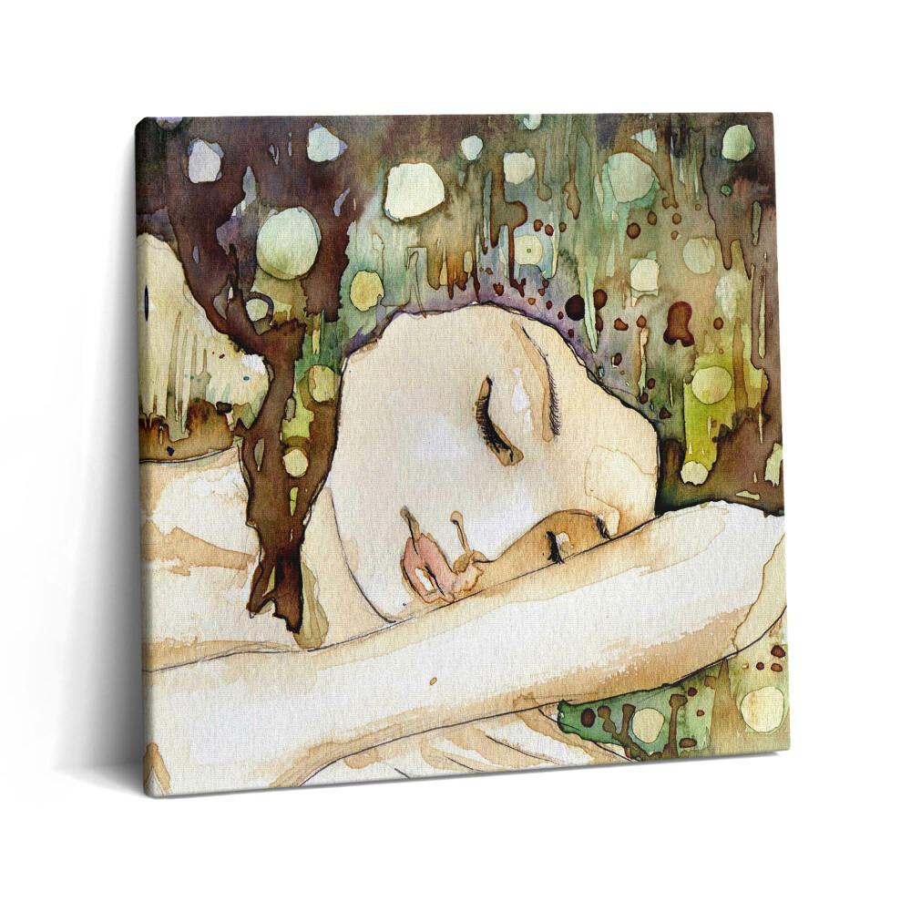 Tablou pe pânză canvas 60x60 Pictură în acuarelă a unei fete frumoase