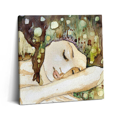Tablou pe pânză canvas 60x60 Pictură în acuarelă a unei fete frumoase