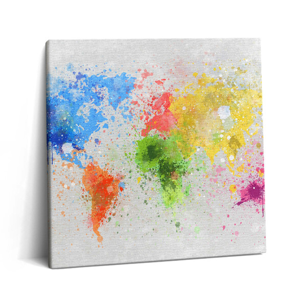 Tablou pe pânză canvas 60x60 O hartă a lumii pictată pe hârtie