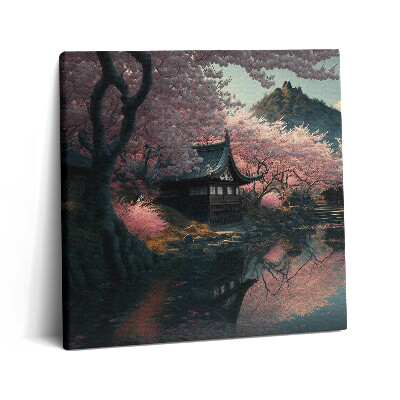 Tablou pe pânză canvas 60x60 Frumoasă floare de cireș asiatică