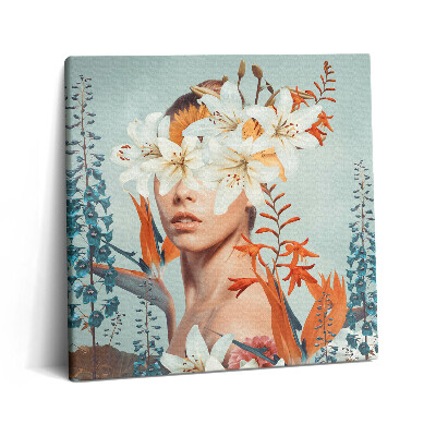 Tablou pe pânză canvas 60x60 Femeie abstractă cu flori