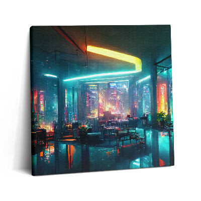 Tablou pe pânză canvas 60x60 Un oraș în stil cyberpunk