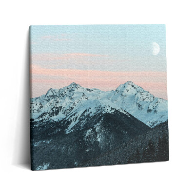 Tablou pe pânză canvas 60x60 Lanțul muntos iarna