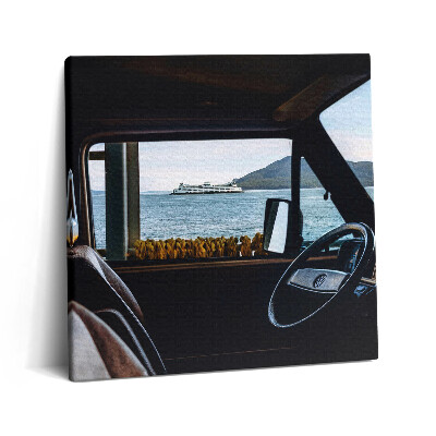 Tablou pe pânză canvas 60x60 Vacanțe cu mașina și la mare