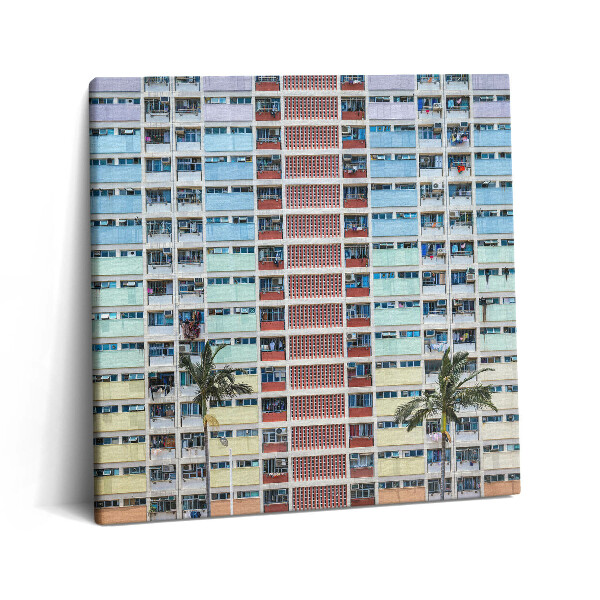Tablou pe pânză canvas 60x60 Clădire colorată în Hong Kong