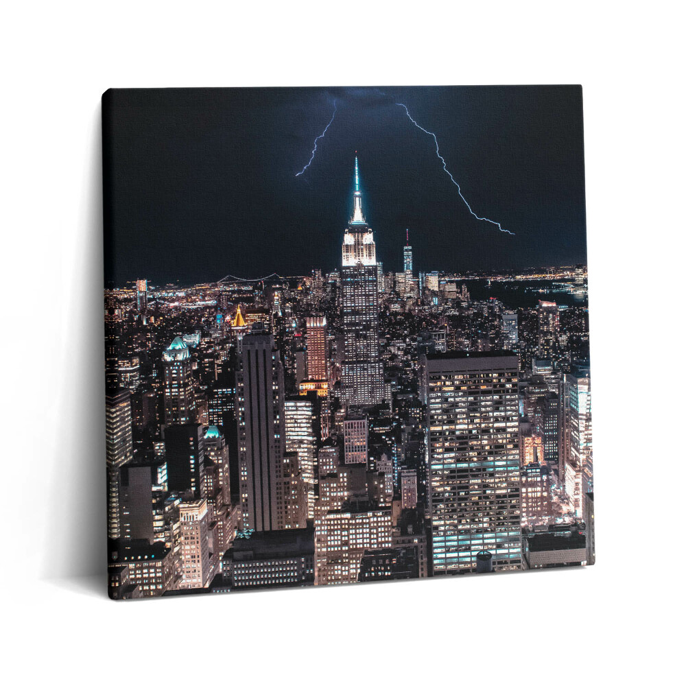 Tablou pe pânză canvas 60x60 Zgârie-nori din New York noaptea