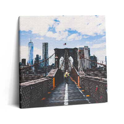 Tablou pe pânză canvas 60x60 Podul Brooklyn din New York