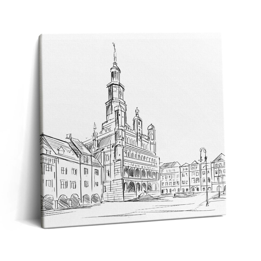 Tablou pe pânză canvas 60x60 Schița orașului vechi Poznań