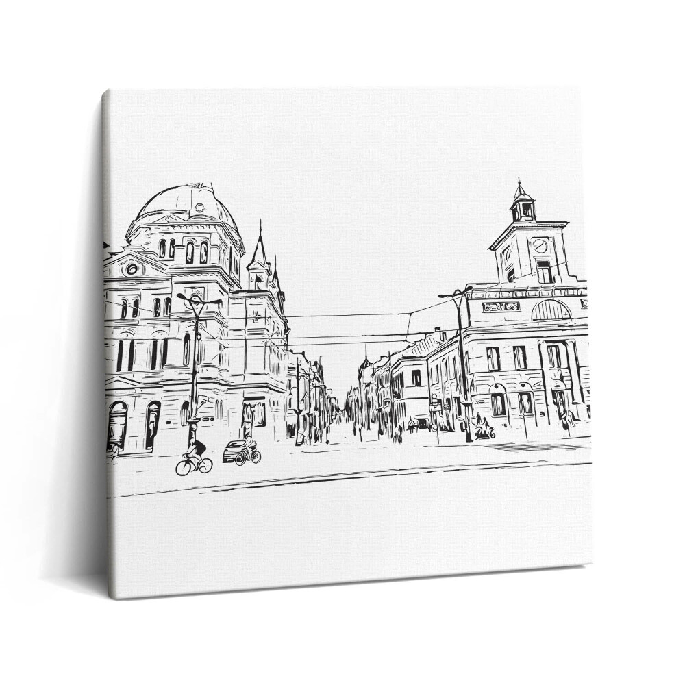 Tablou pe pânză canvas 60x60 Ilustrație a orașului vechi Poznań