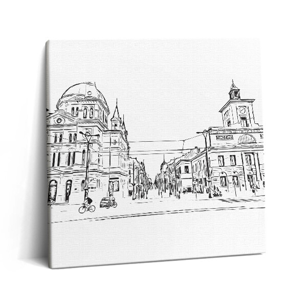 Tablou pe pânză canvas 60x60 Ilustrație a orașului vechi Poznań